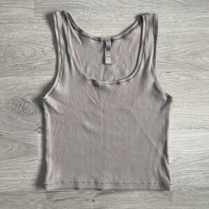 SKIMS Gray Tan Fitted Crop Tank Top